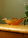 Orange Ruffled Edge Carnival Glass Dish