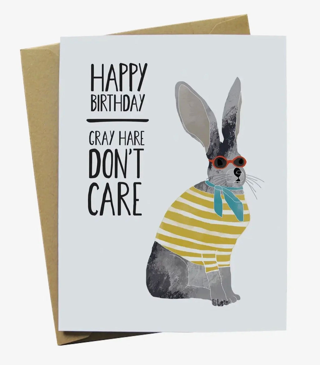 Happy Birthday Gray Hare Don't Care Card