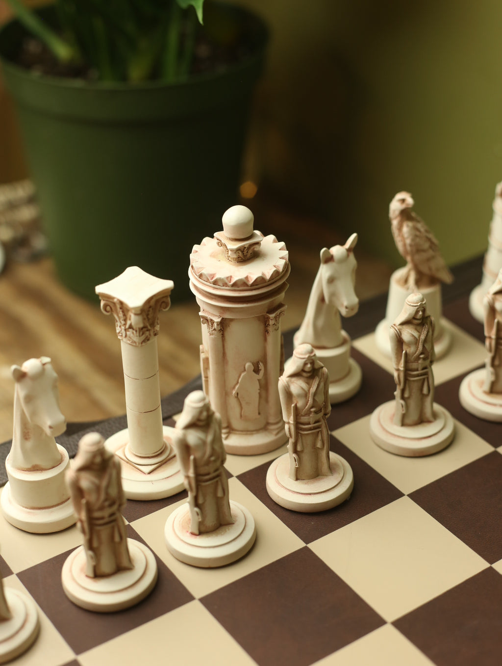 Handmade Vintage Style Chess Board with Hand carved Pieces