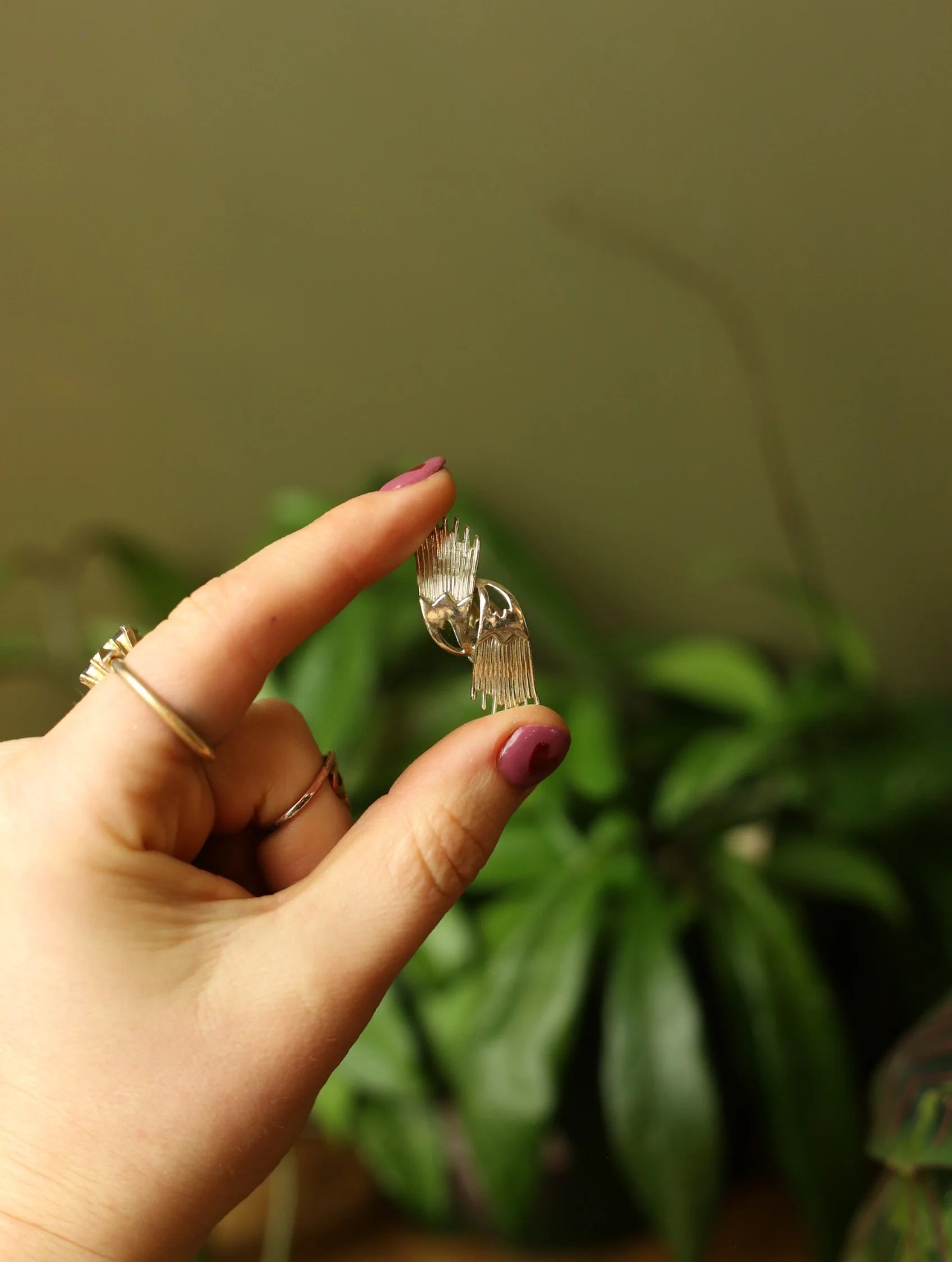 Sliver-Tone Wing Stud Clip On Earrings