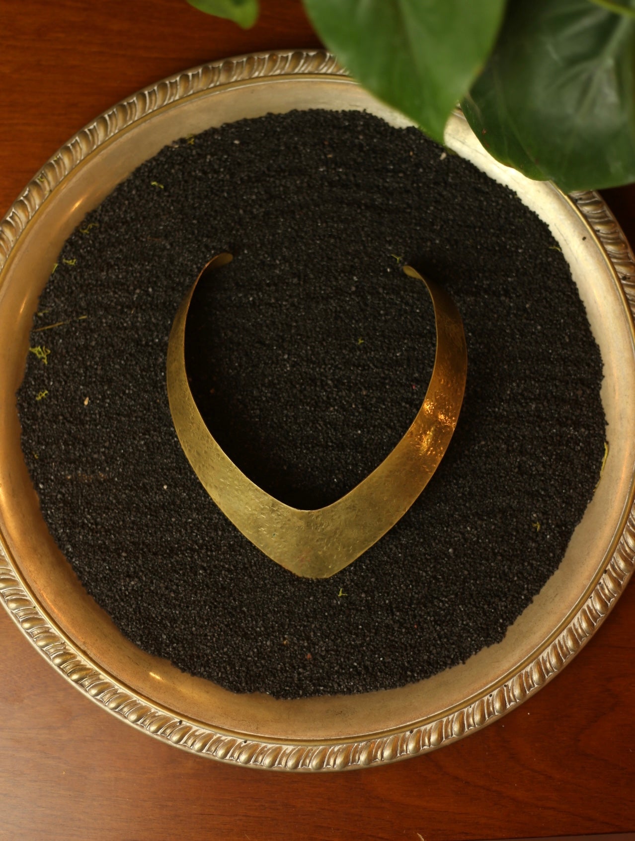 Vintage Brass Hammered Choker Necklace