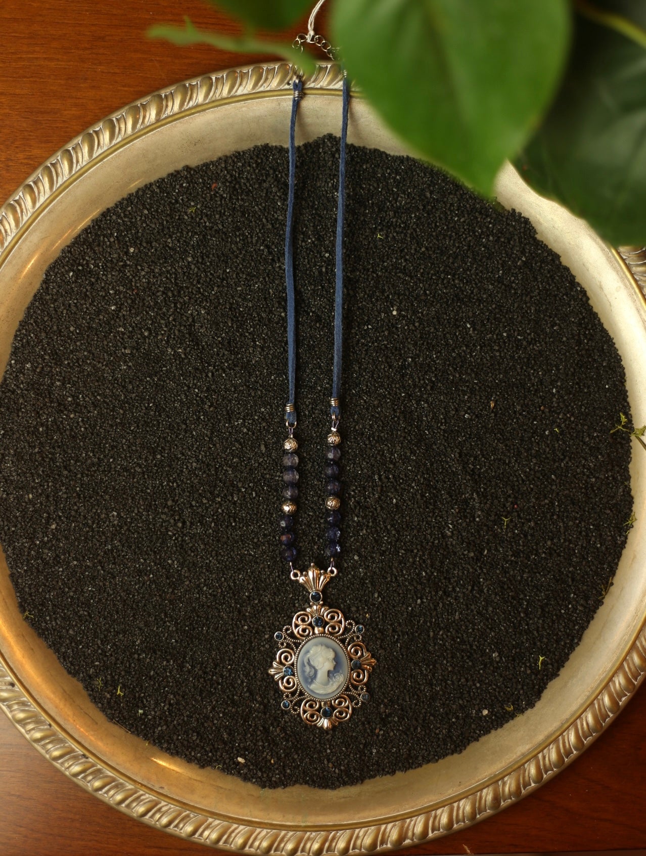 Blue cameo necklace