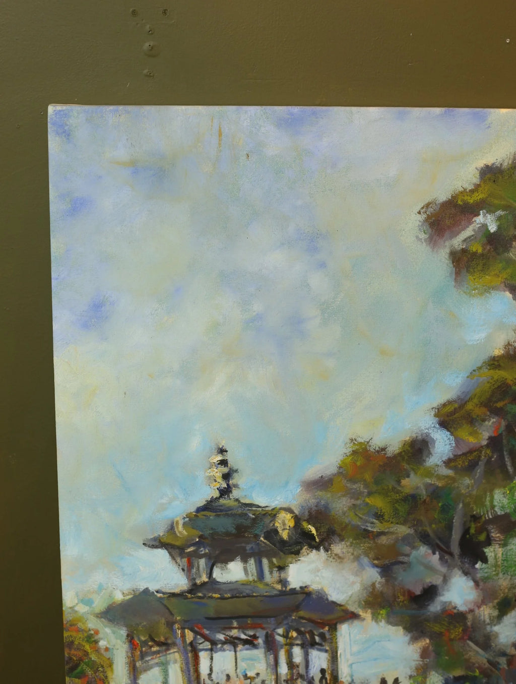 Impressionist Park Painting Signed by Meijueiro