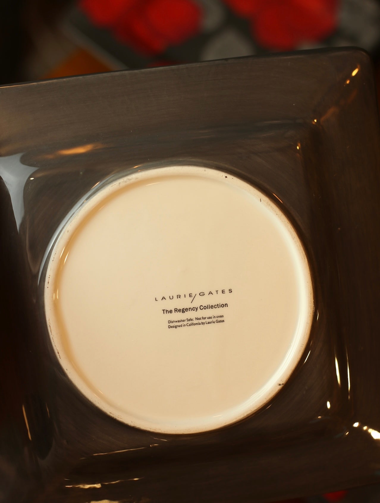 Red Floral Square Plates