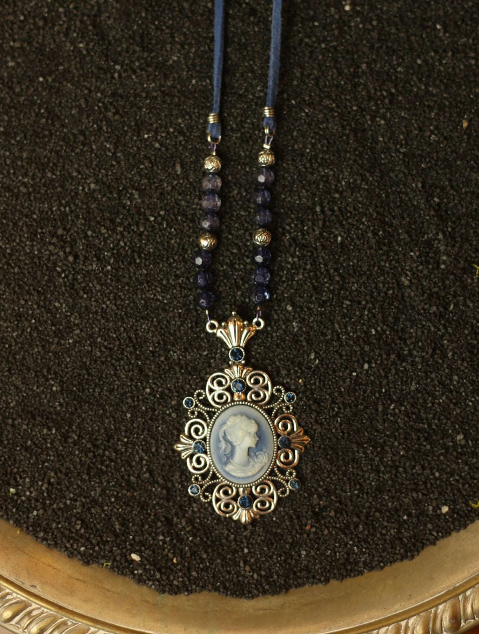 Blue cameo necklace
