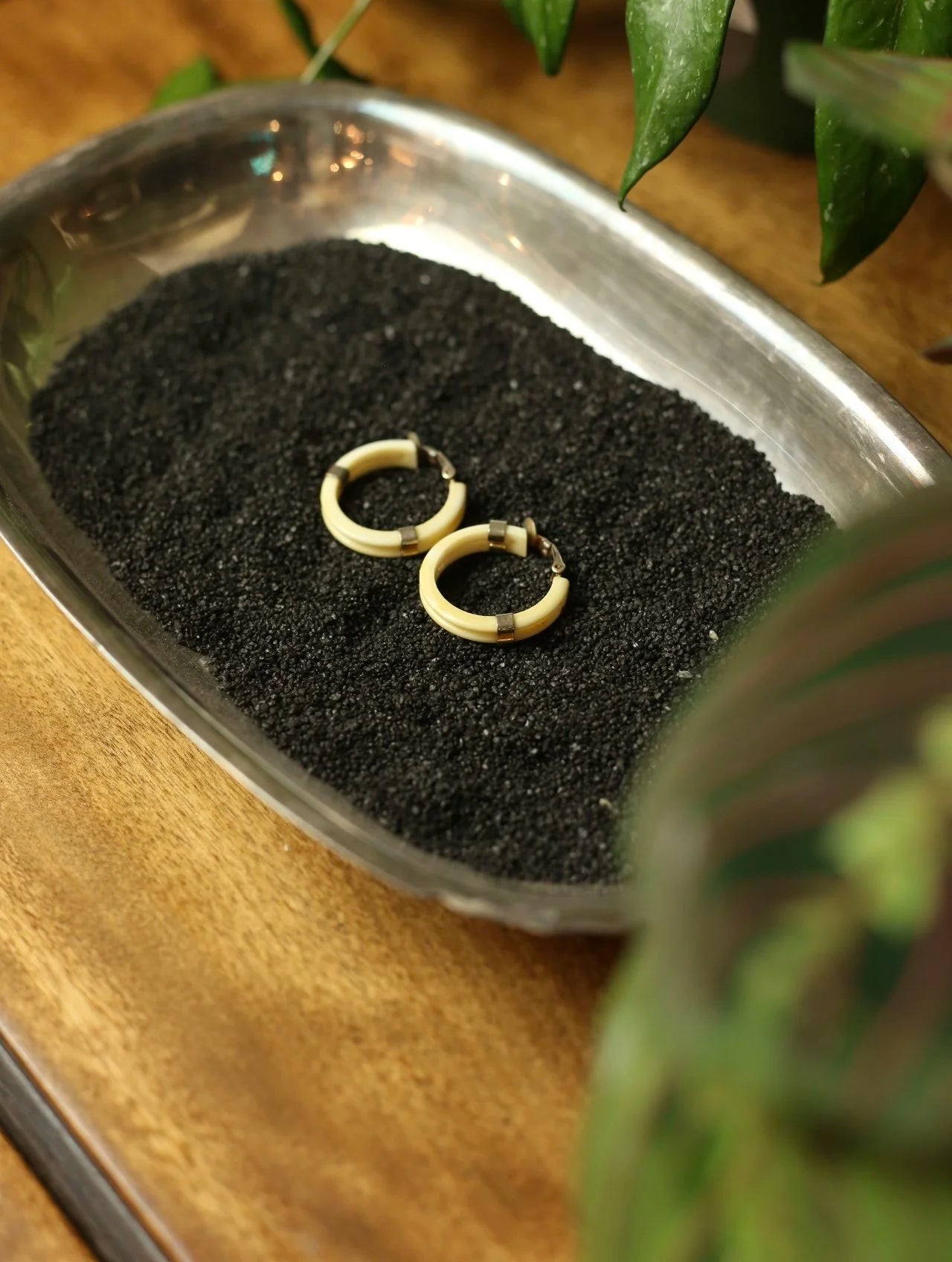 Cream Hoop Clip On Earrings