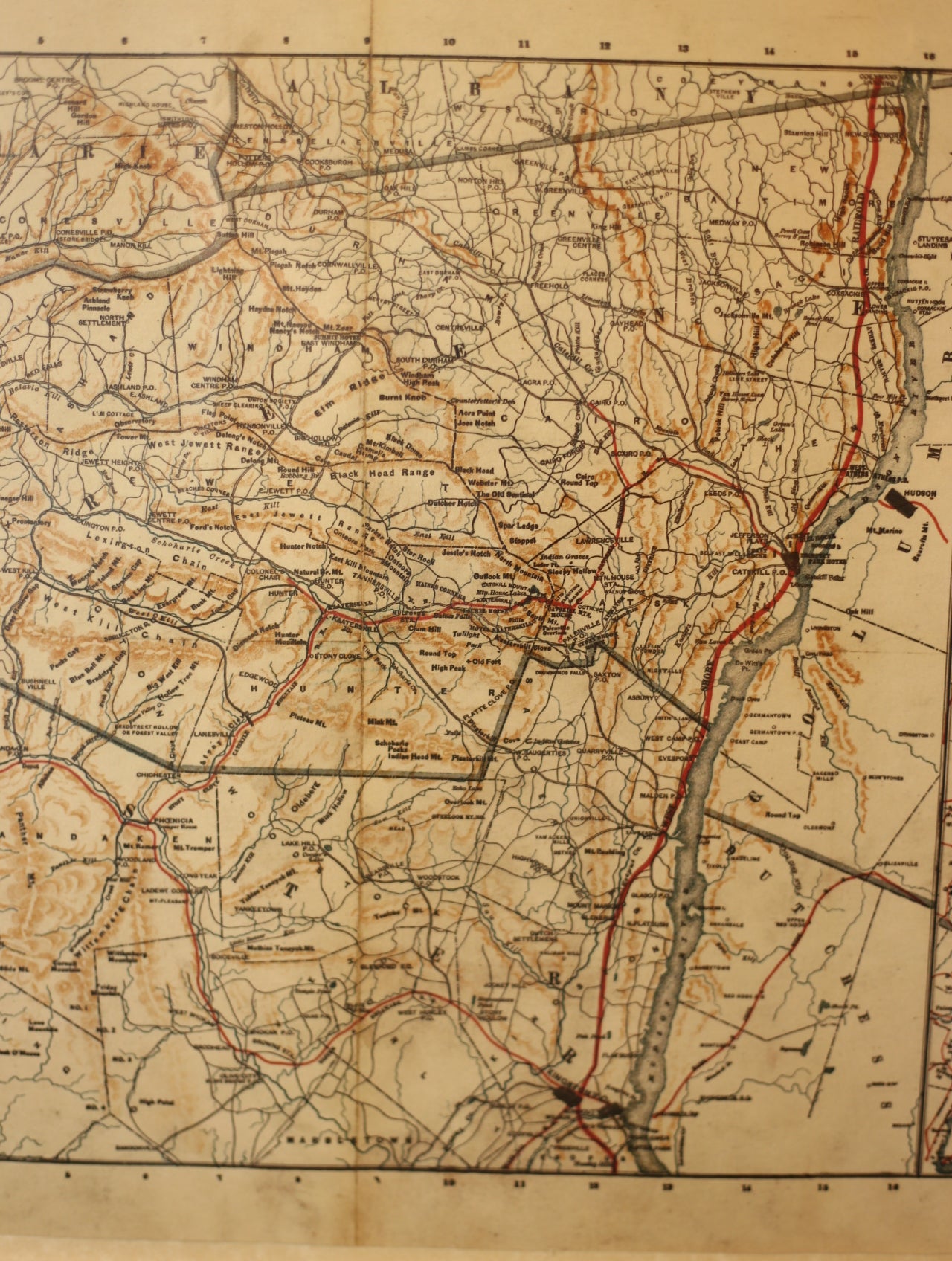 1895 Map of Catskill Mountains Framed