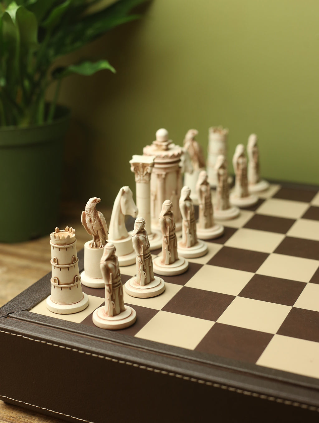 Handmade Vintage Style Chess Board with Hand carved Pieces