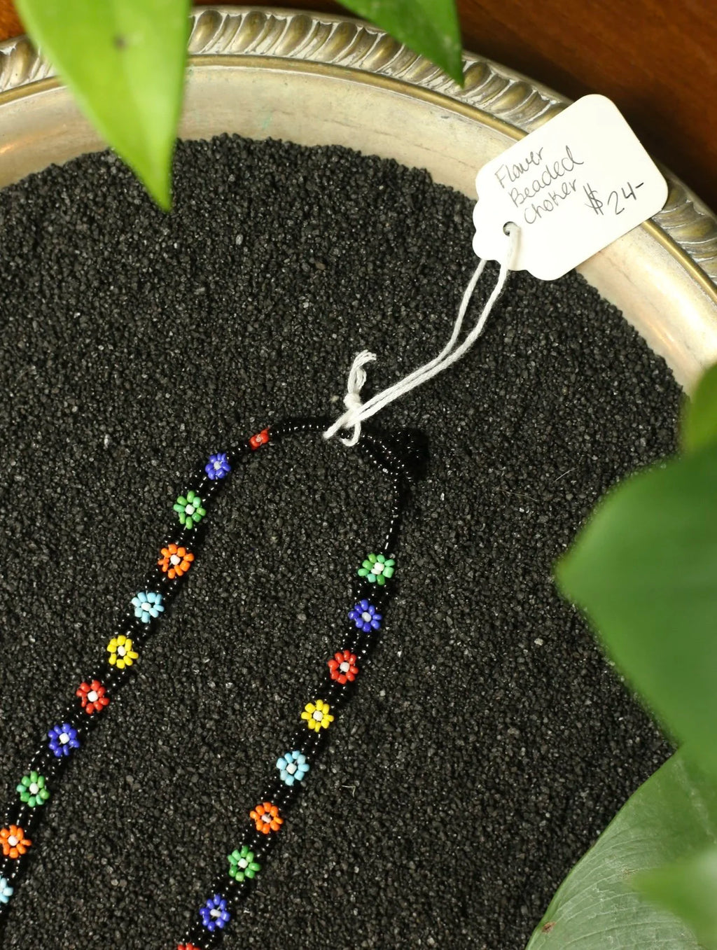 Y2K Beaded Flower Choker Necklace