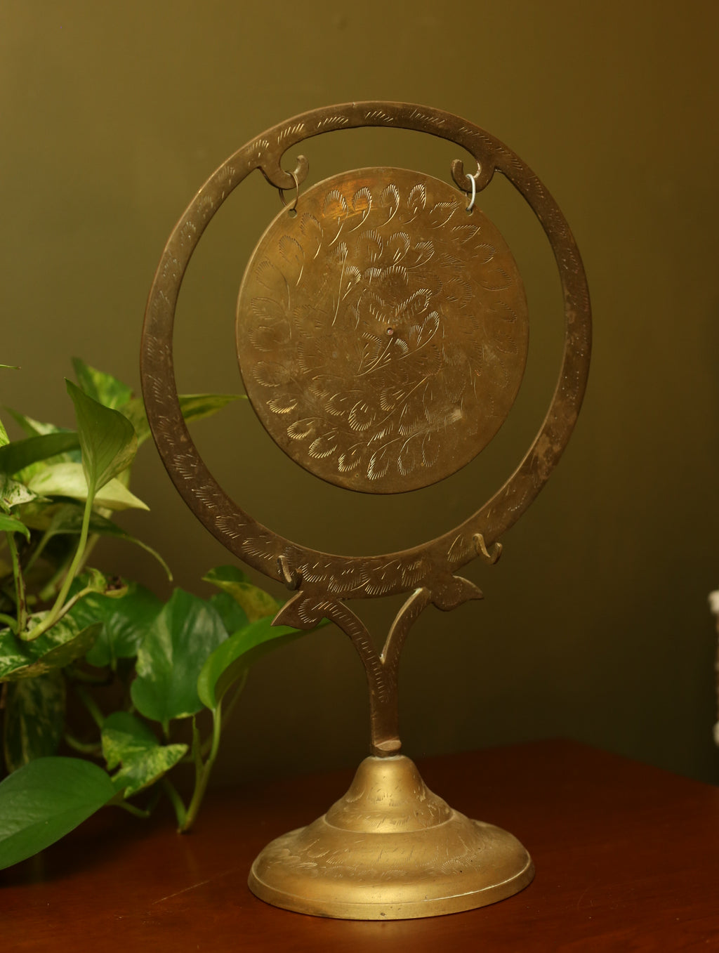 Vintage Etched Brass Gong