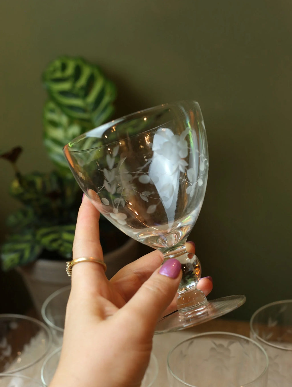 Etched Wine & Cocktail Goblet Glasses