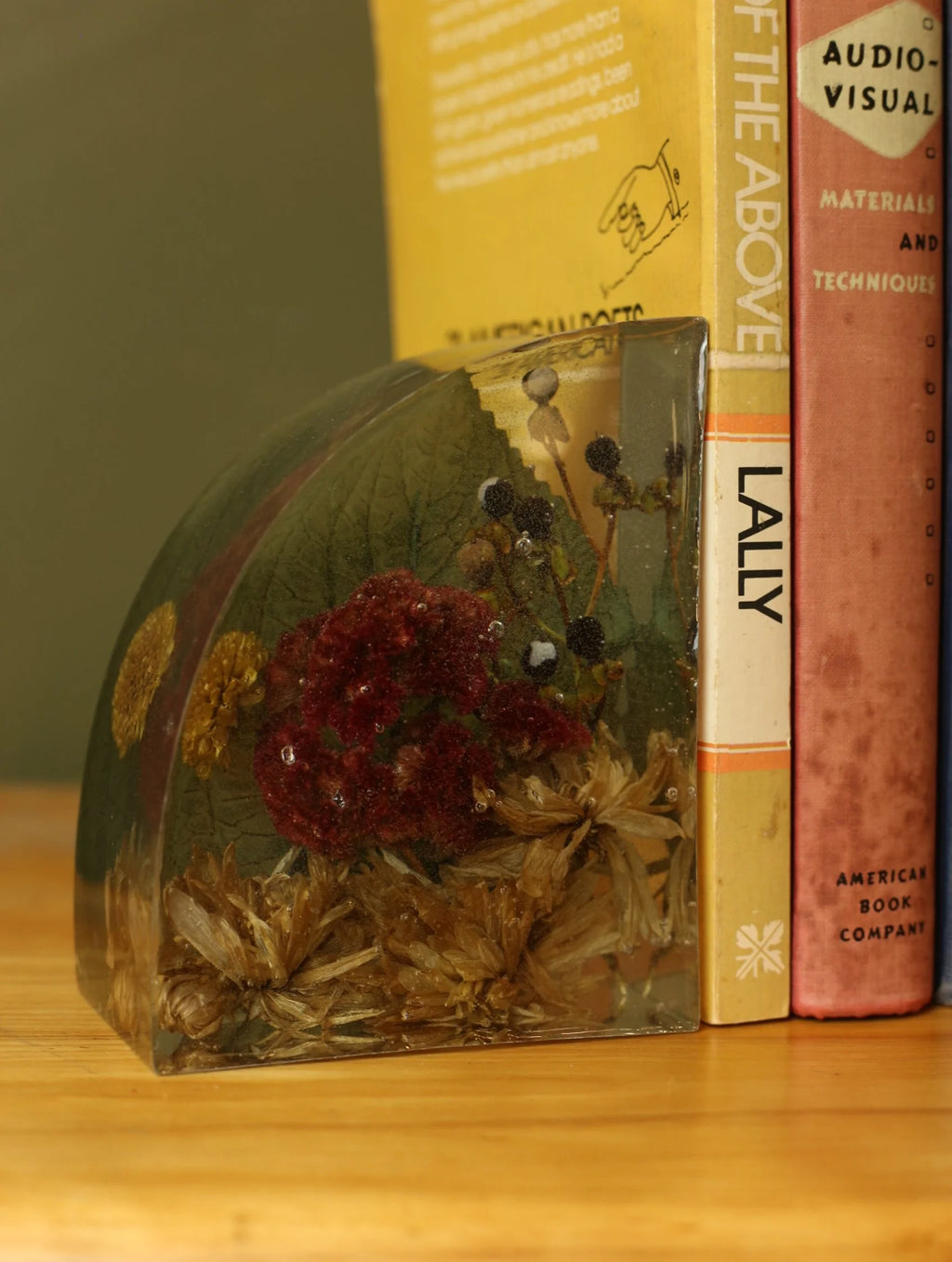 Preserved Flowers in Resin Bookends