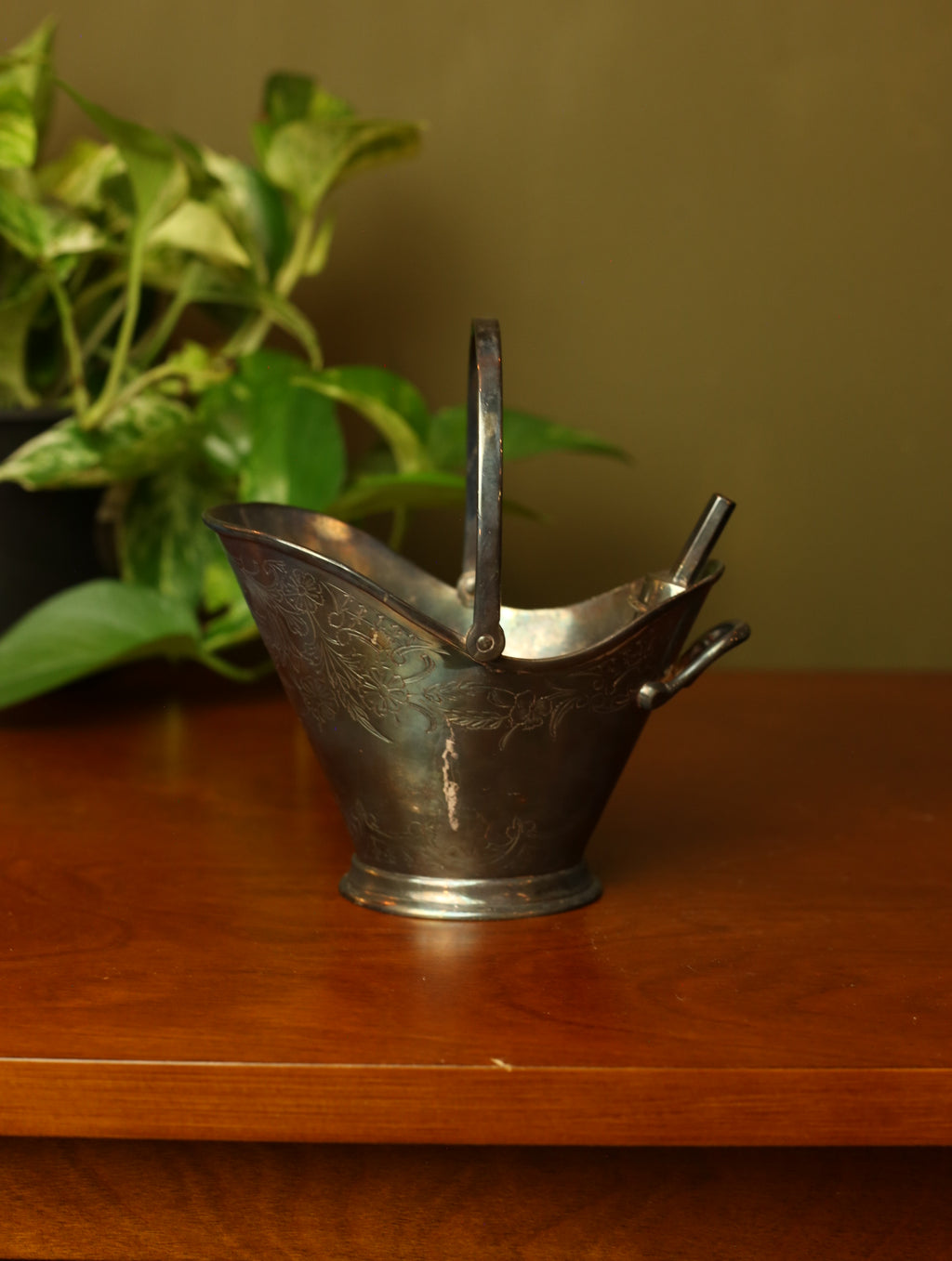 Silver Sugar Bucket With Scooper