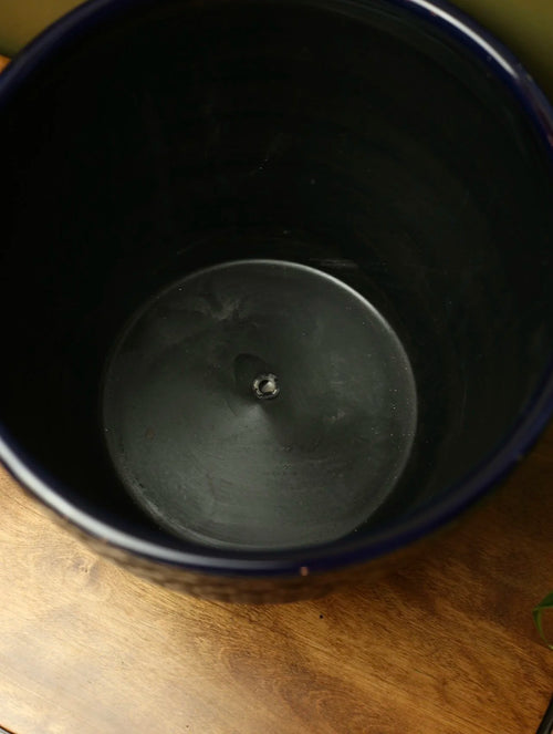 Blue Geometric Plant Pot - 11 inch