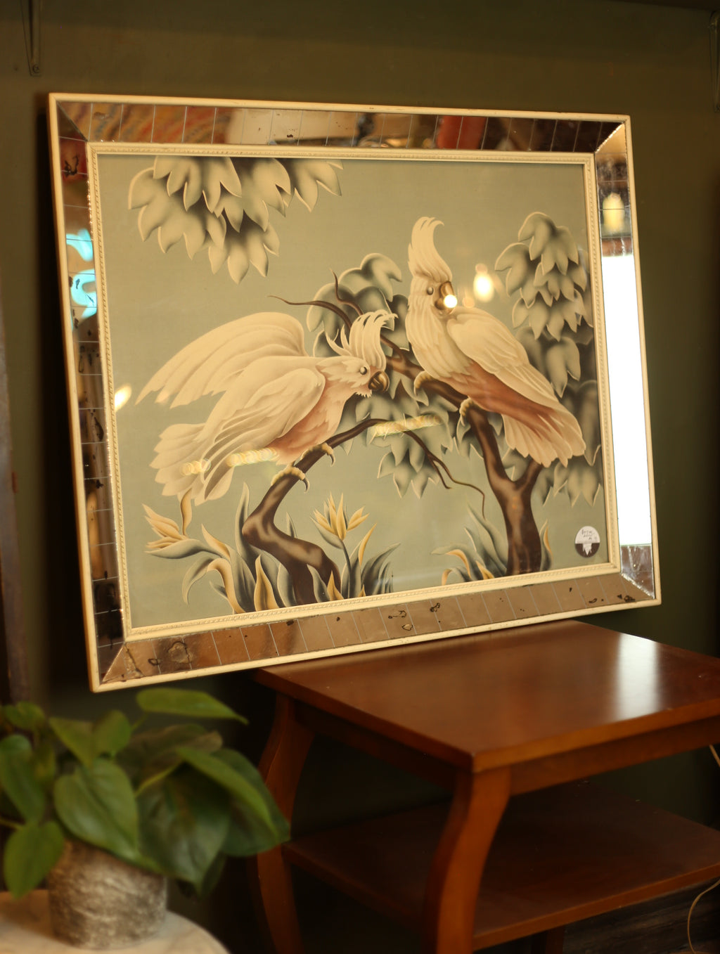 1950s Turner Cuckatoo Linen Print Framed