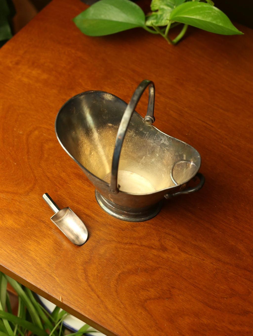 Silver Sugar Bucket With Scooper
