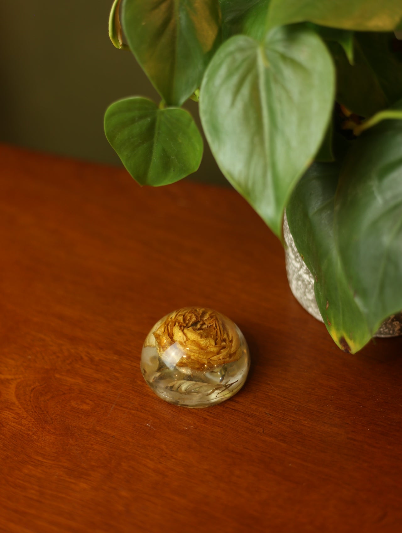 Yellow Rose Resin Paperweight