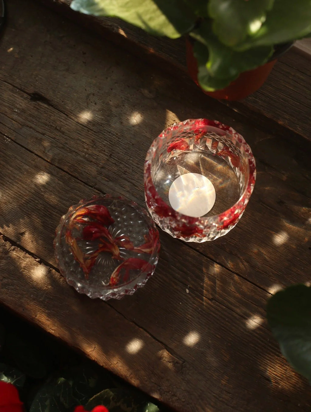 Antique Style Red Floral Resin Jar