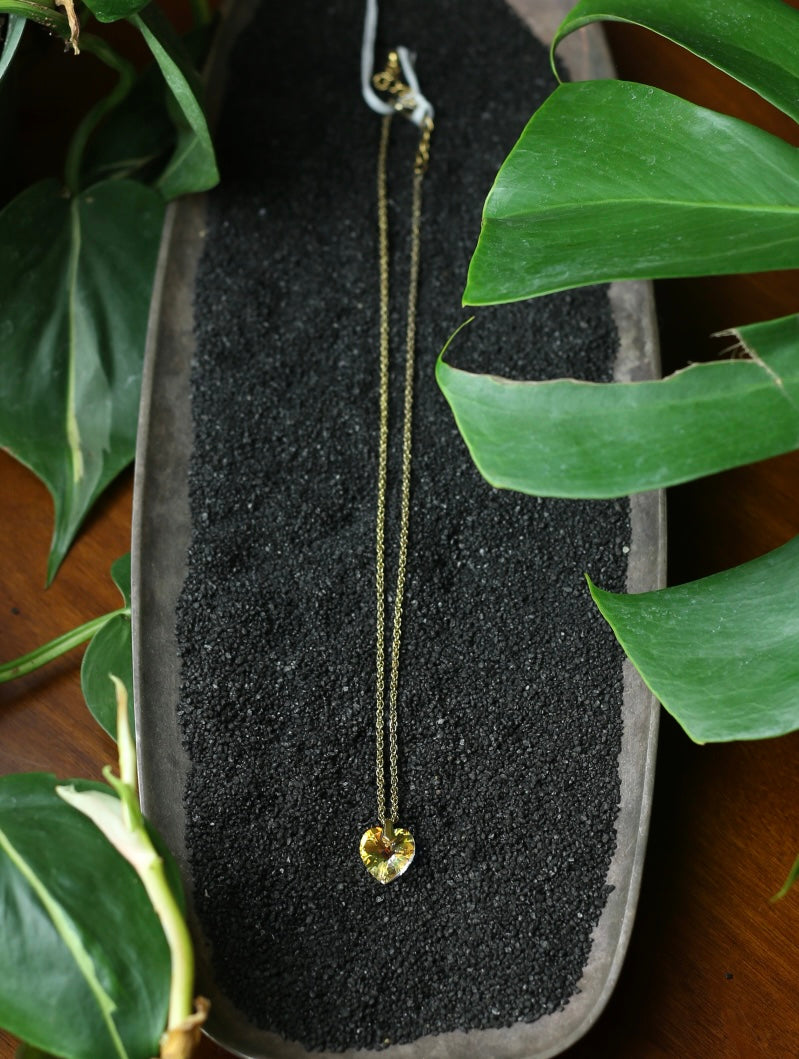 Opalescent Heart Gold Tone Necklace