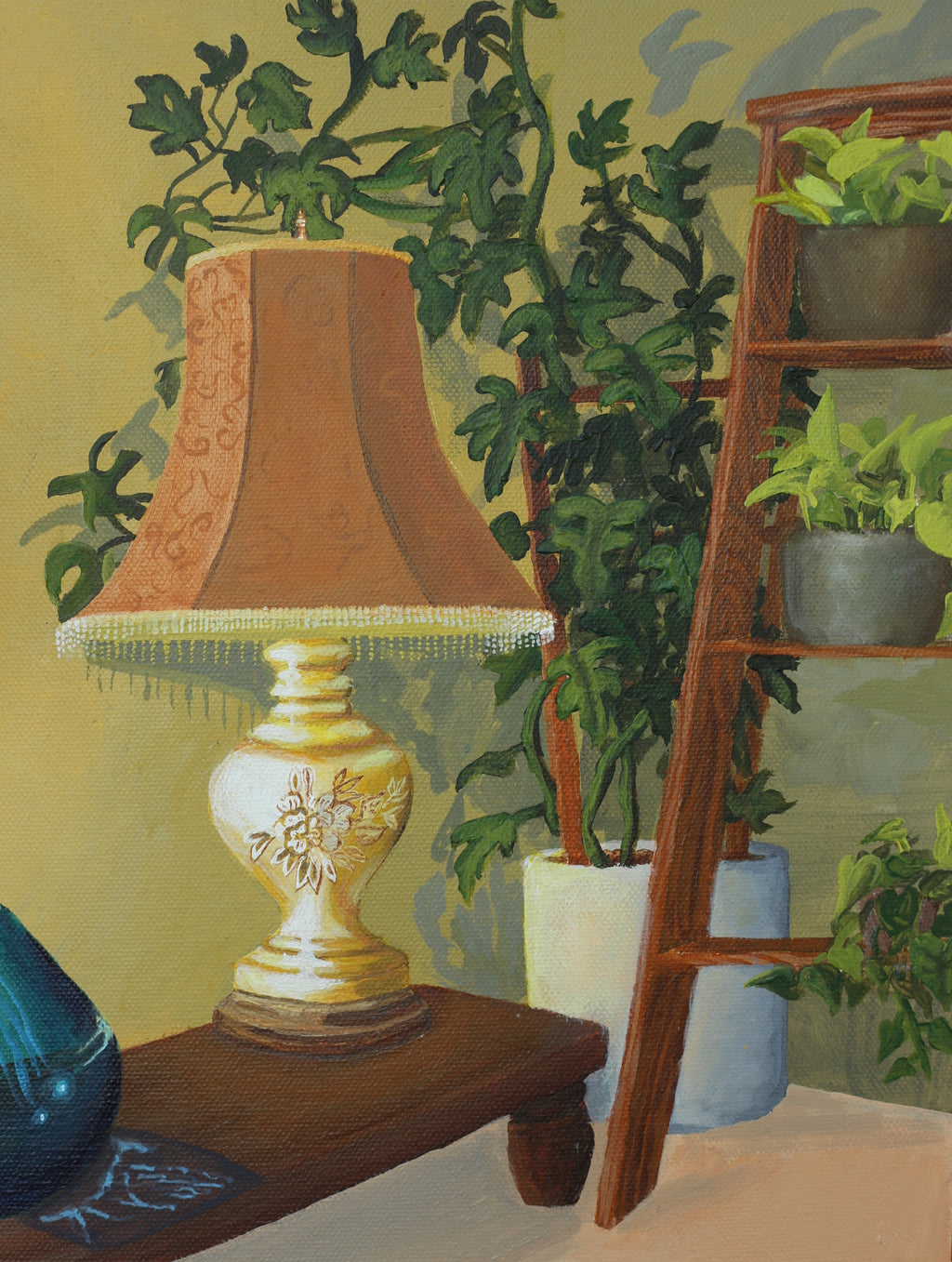 Still Life of a Lamp & Plants by Jess Howe