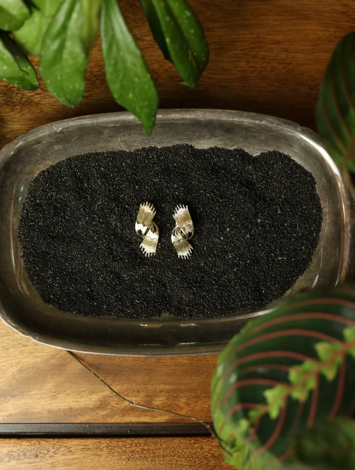 Sliver-Tone Wing Stud Clip On Earrings