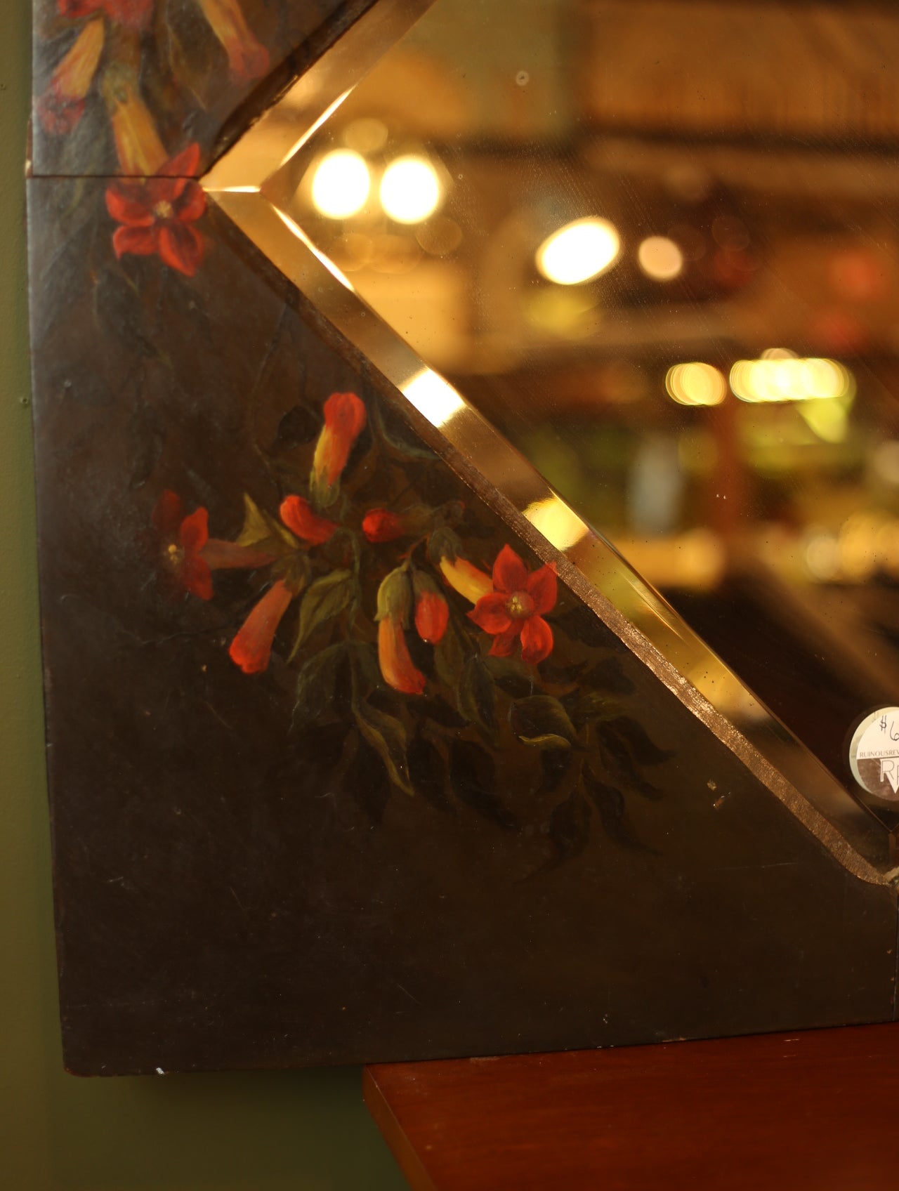 Large Hand Painted Floral Mirror