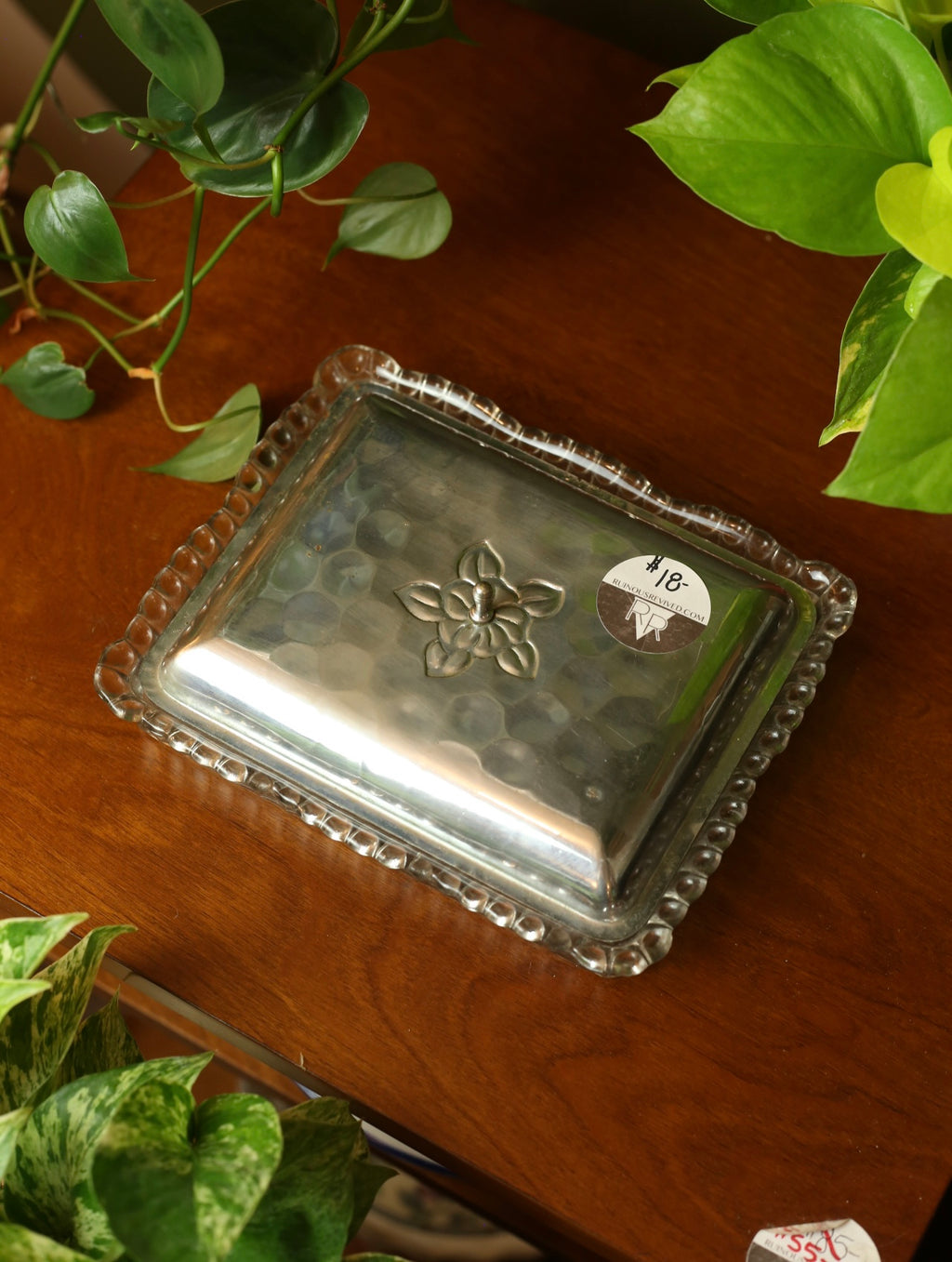 Silver tone Lidded Cut Glass Appetizer Platter