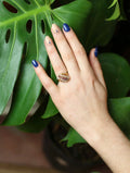 Amethyst & Faux Diamond Cluster Gold Tone Ring - Size 6.25