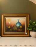 Vintage Still Life of Fruit with a Candle and Vase