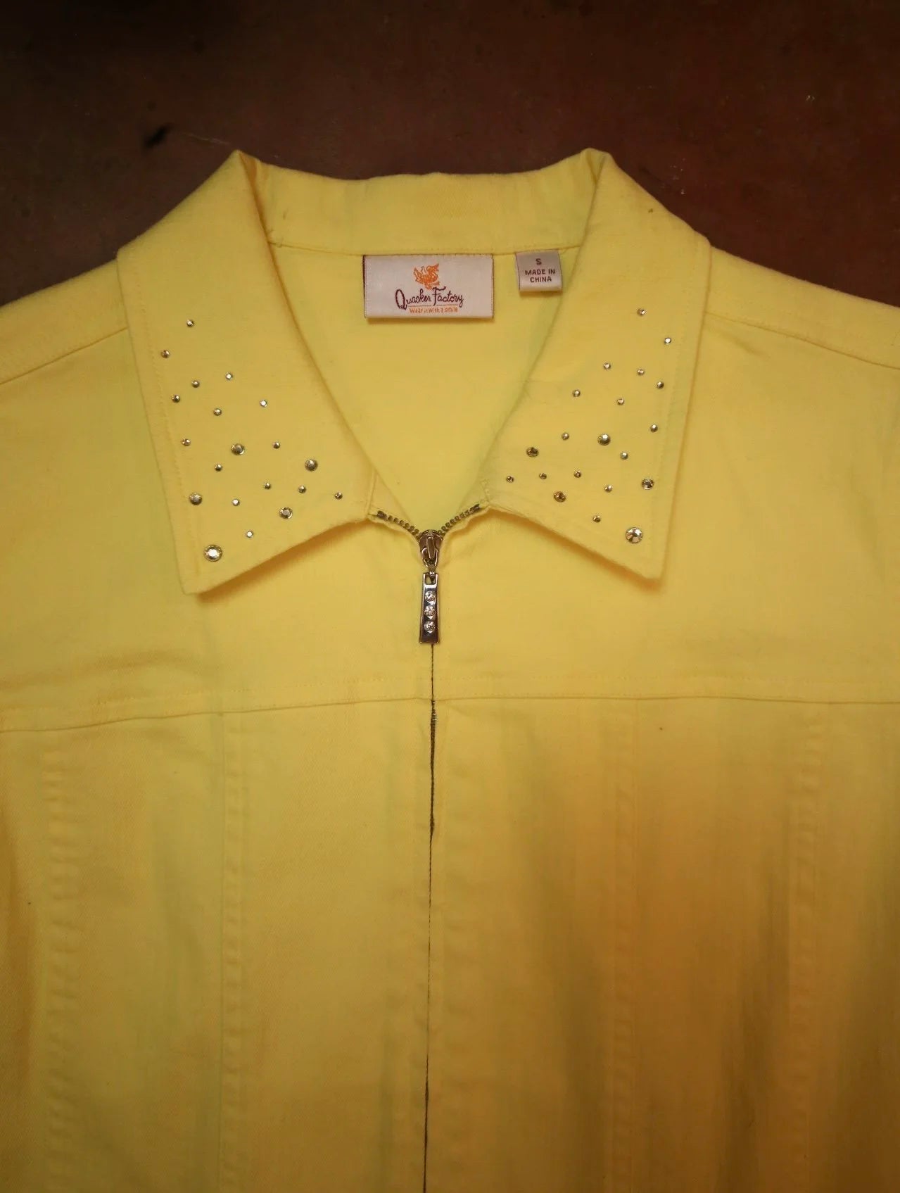 Yellow Bejeweled Denim Jacket