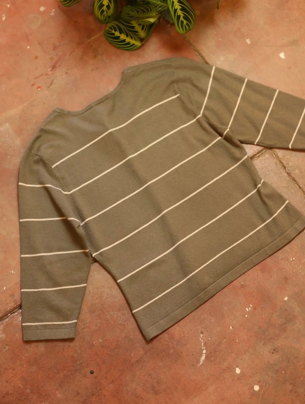 Faded Glory Green & White Striped Shirt