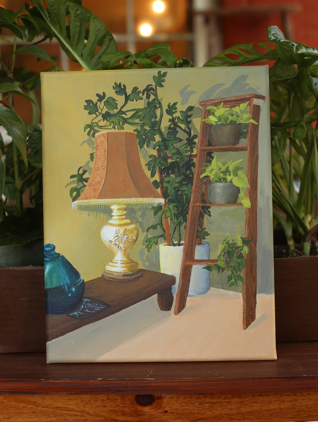 Still Life of a Lamp & Plants by Jess Howe