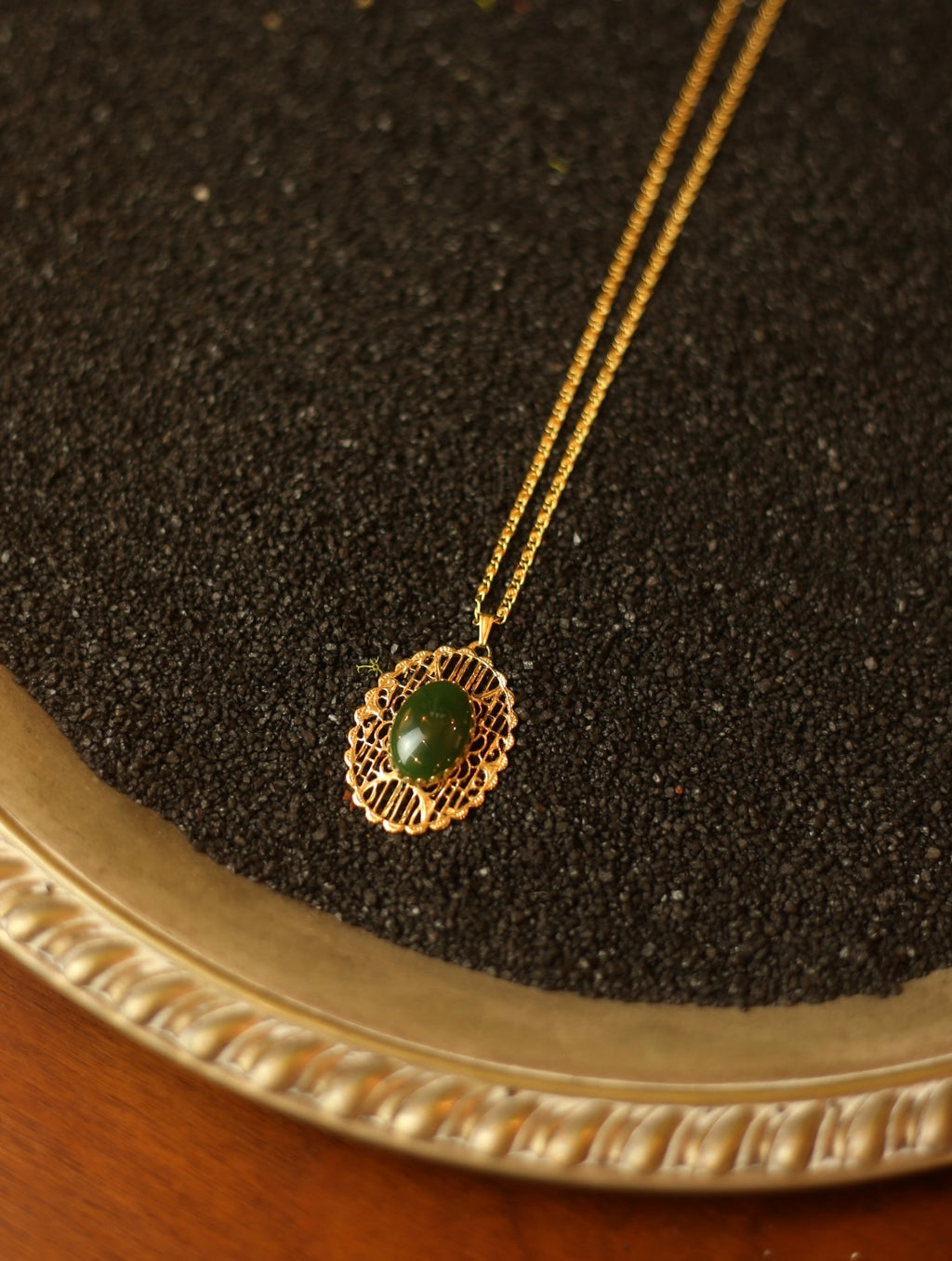 Green Gem Gold Tone Necklace