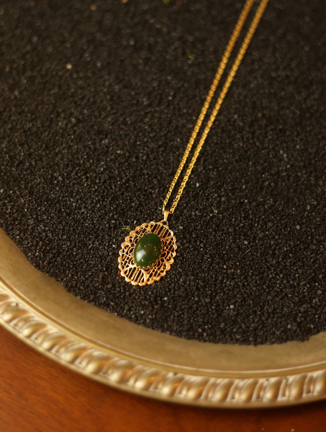 Green Gem Gold Tone Necklace
