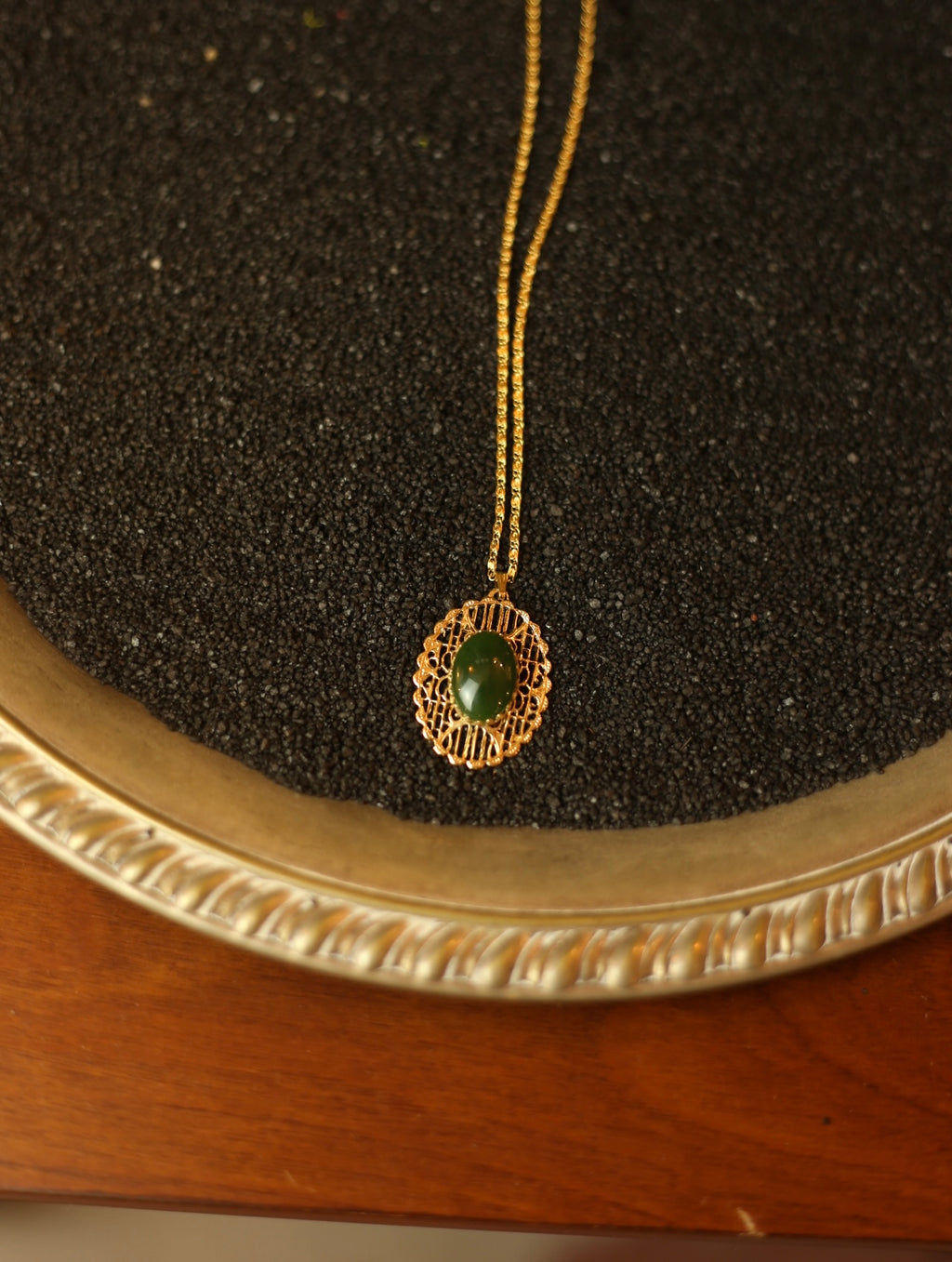 Green Gem Gold Tone Necklace