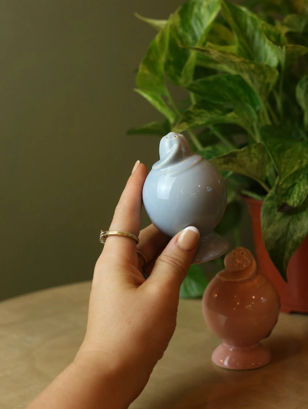 Art Deco Blue & Pink Salt & Pepper Shakers