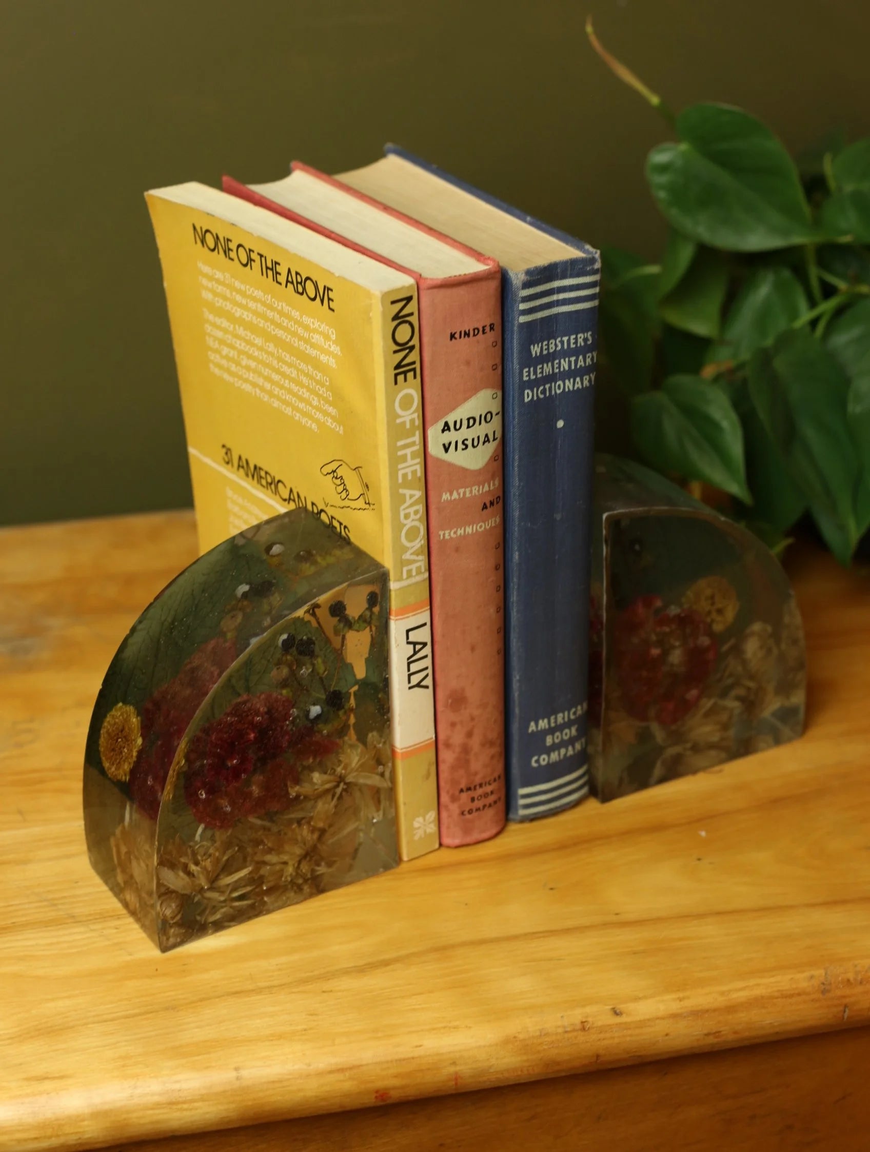 Preserved Flowers in Resin Bookends