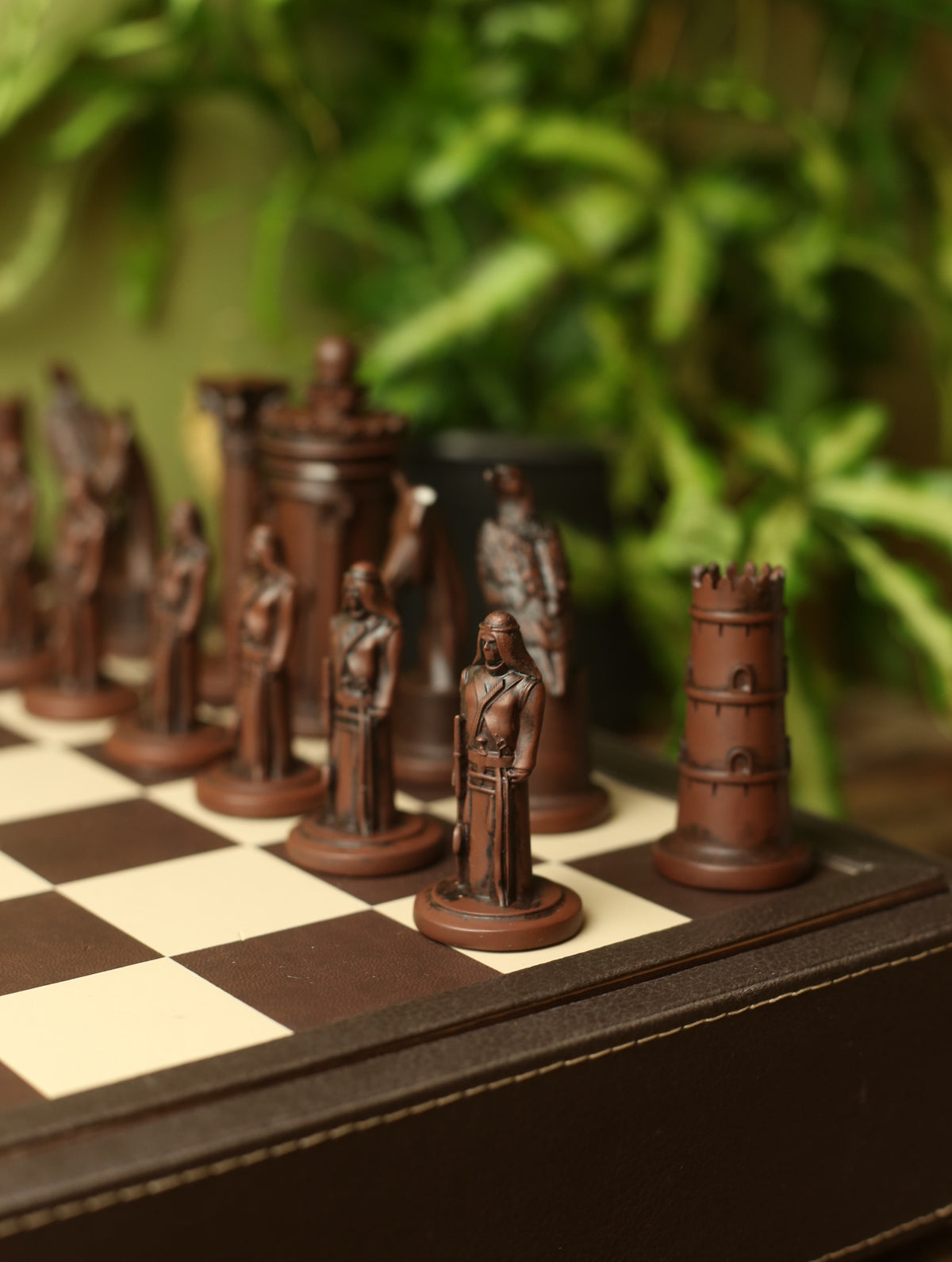 Handmade Vintage Style Chess Board with Hand carved Pieces