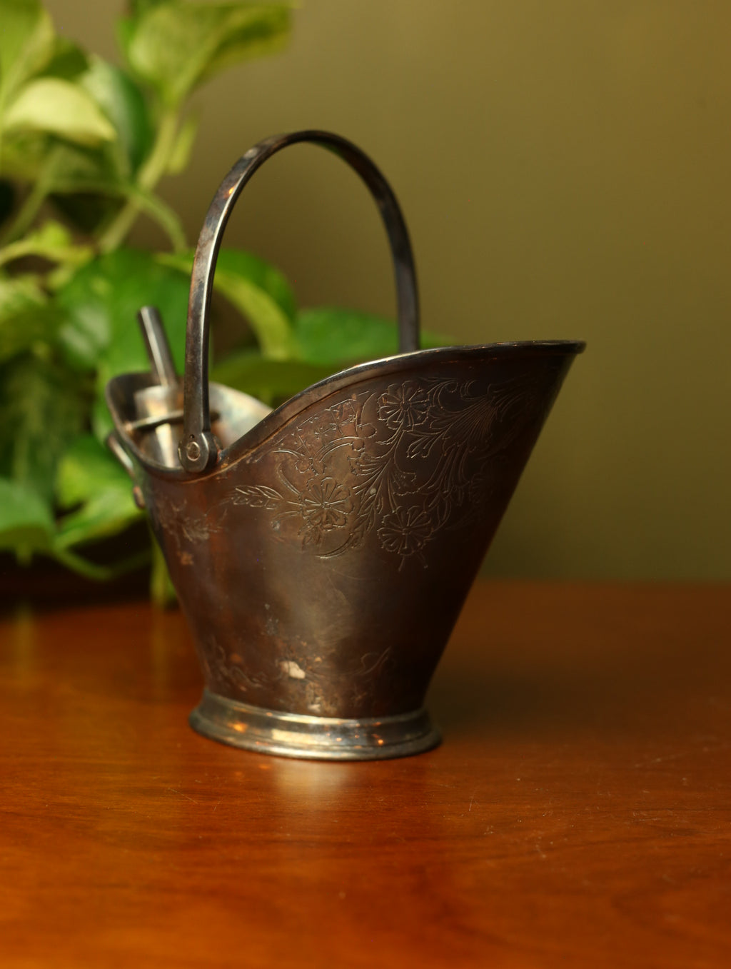 Silver Sugar Bucket With Scooper