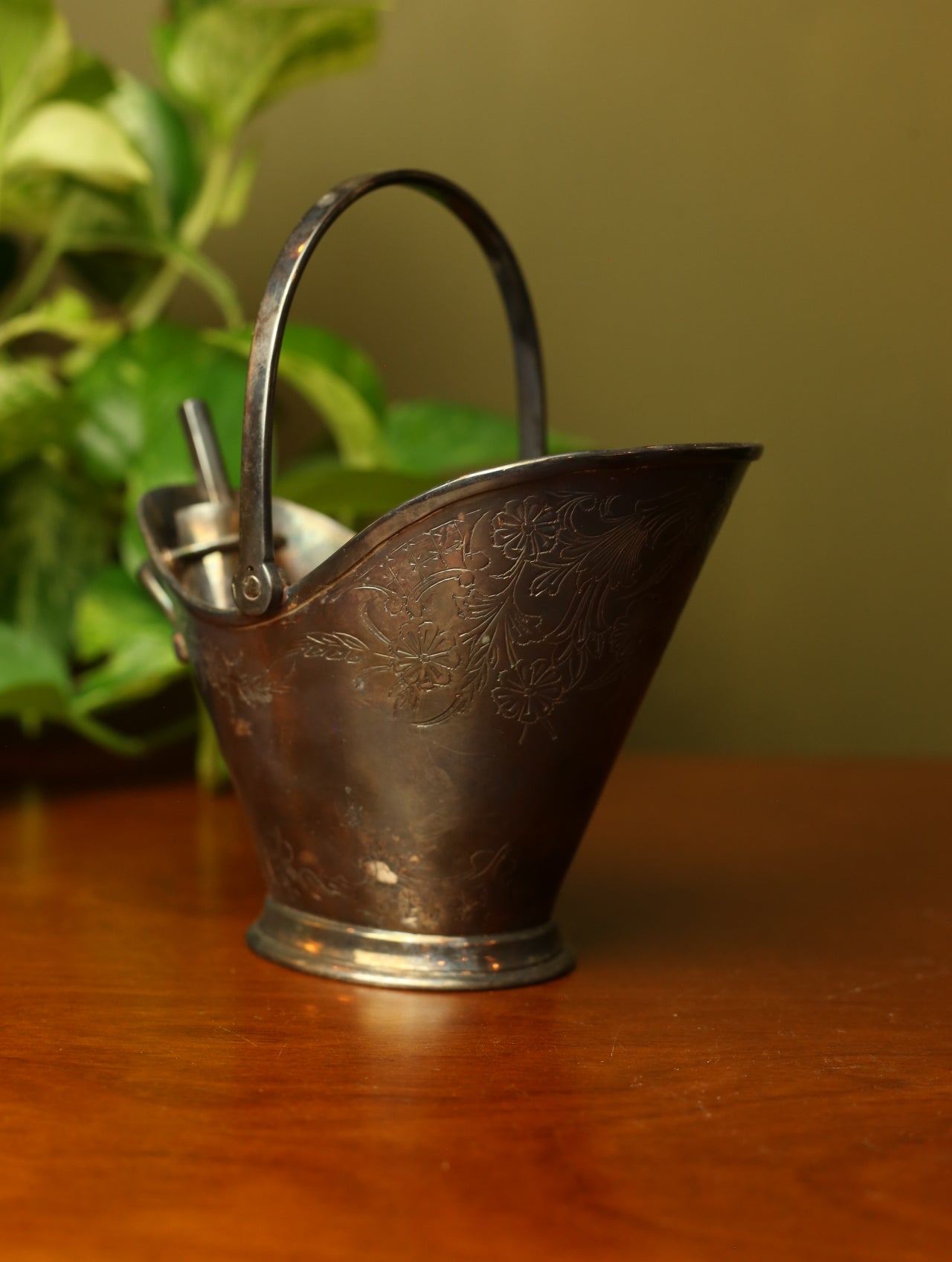 Silver Sugar Bucket With Scooper