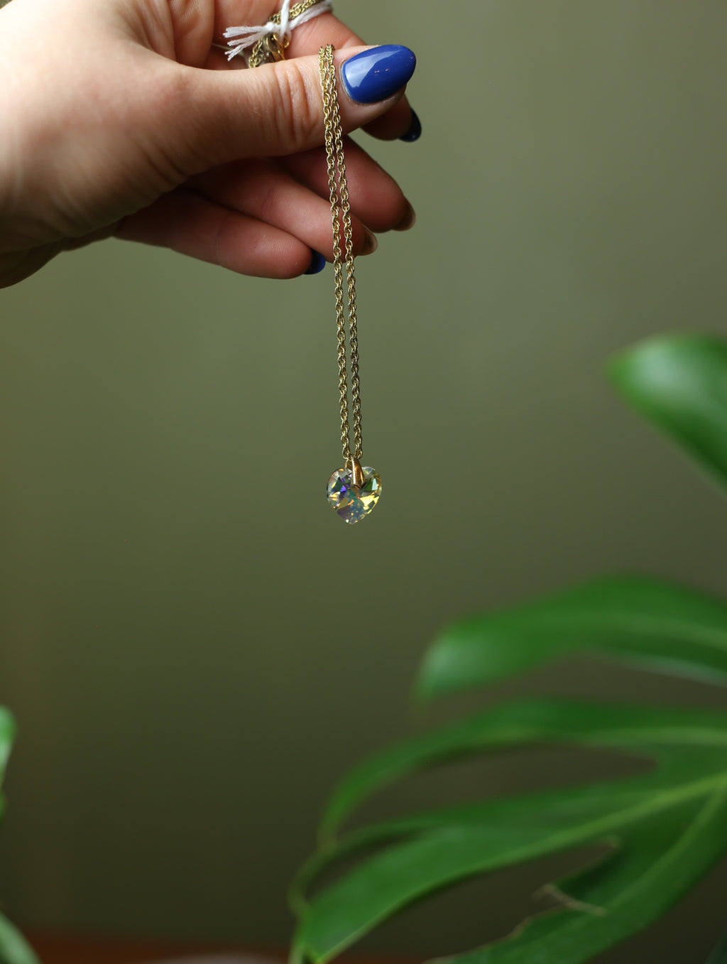 Opalescent Heart Gold Tone Necklace