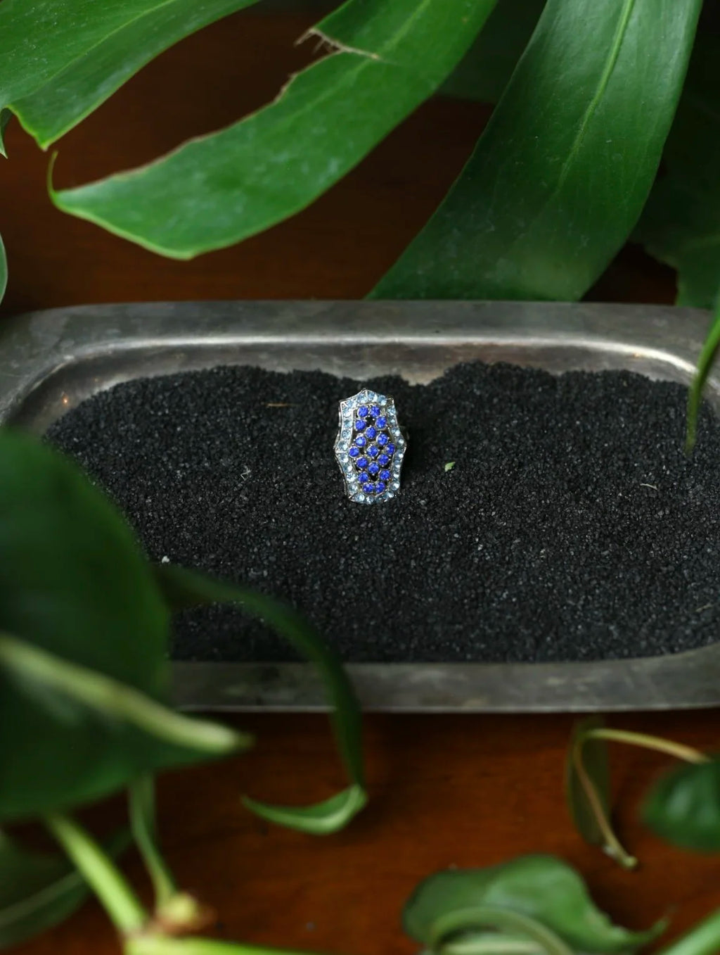 Blue Gem Shield Adjustable Ring
