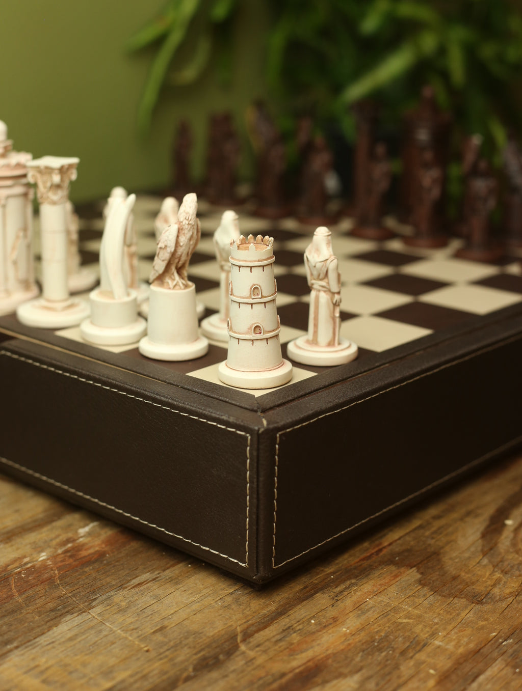 Handmade Vintage Style Chess Board with Hand carved Pieces