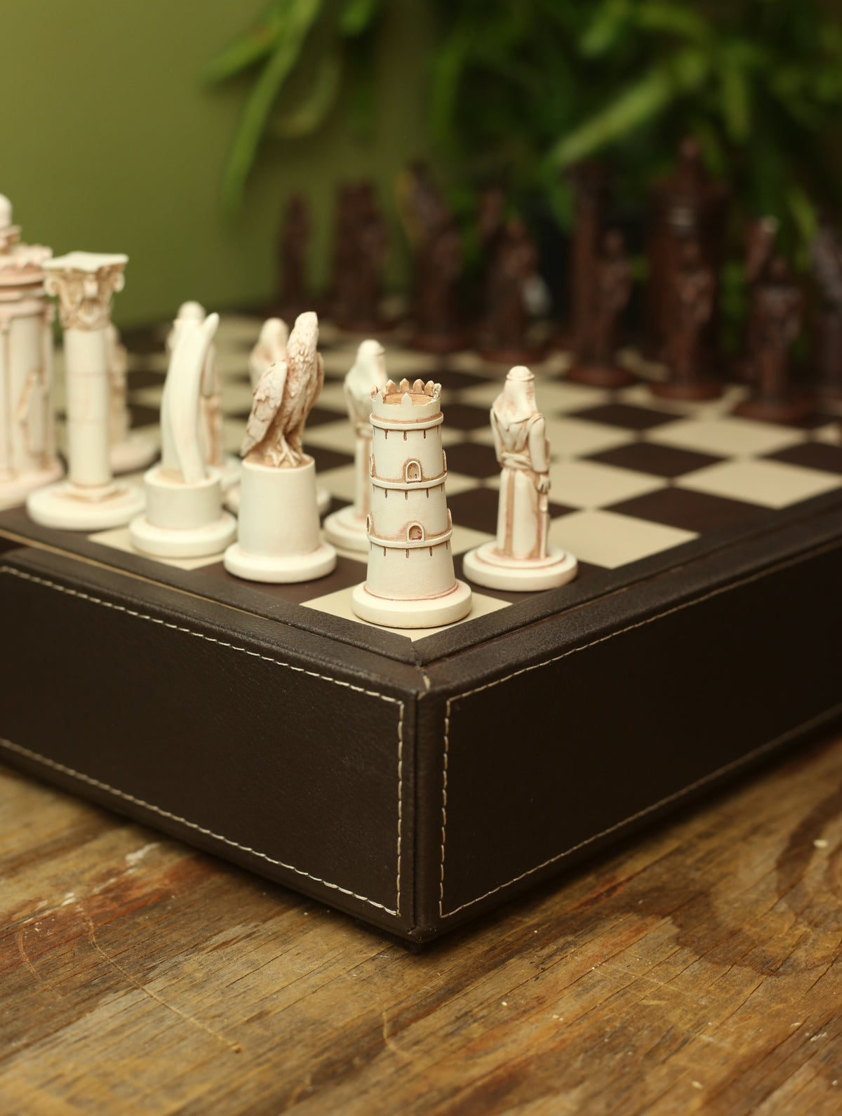 Handmade Vintage Style Chess Board with Hand carved Pieces
