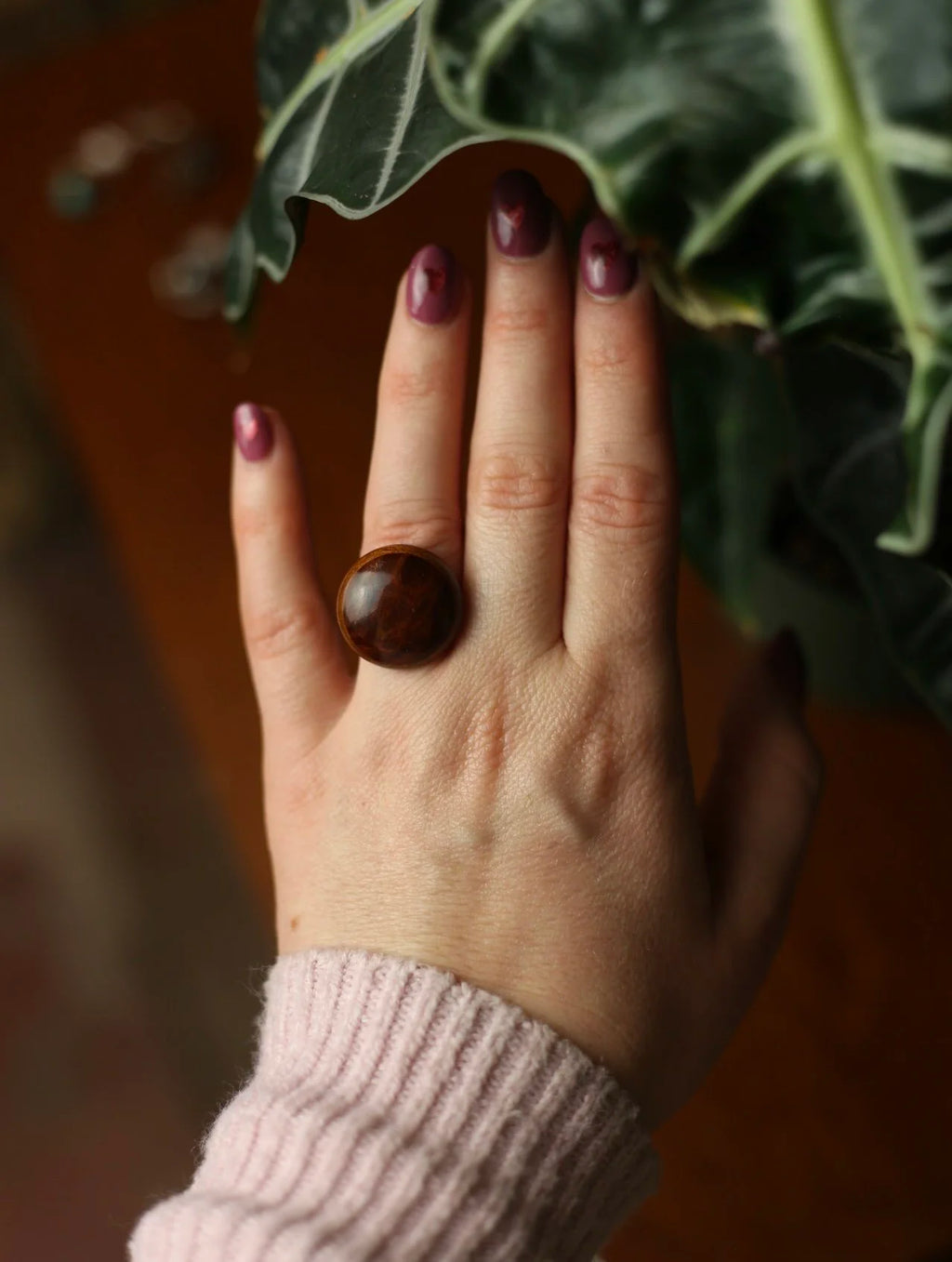 Mahogany Wood Adjustable Ring