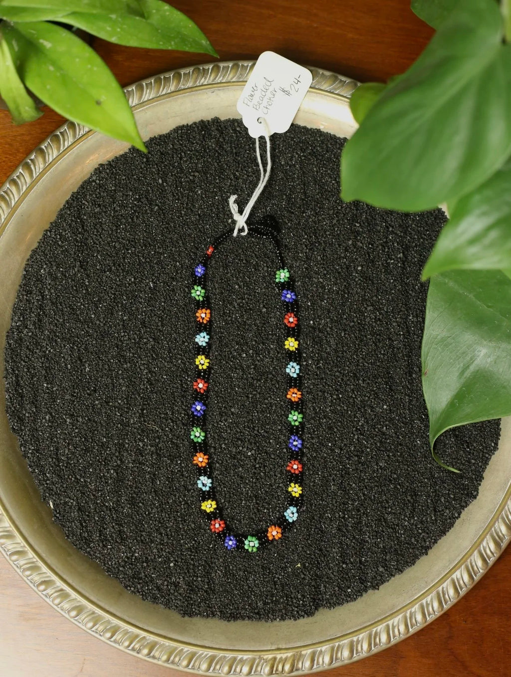 Y2K Beaded Flower Choker Necklace