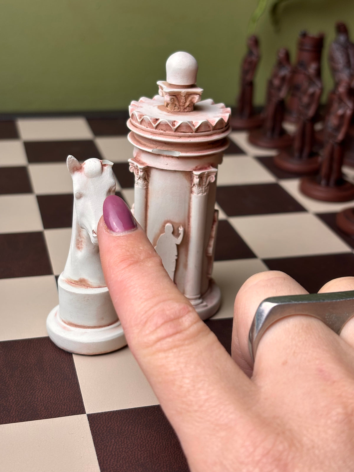 Handmade Vintage Style Chess Board with Hand carved Pieces