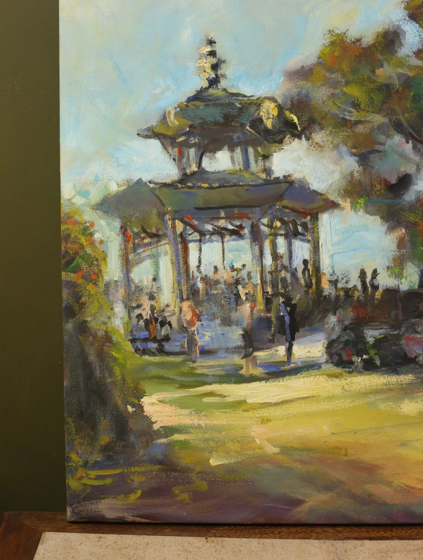 Impressionist Park Painting Signed by Meijueiro