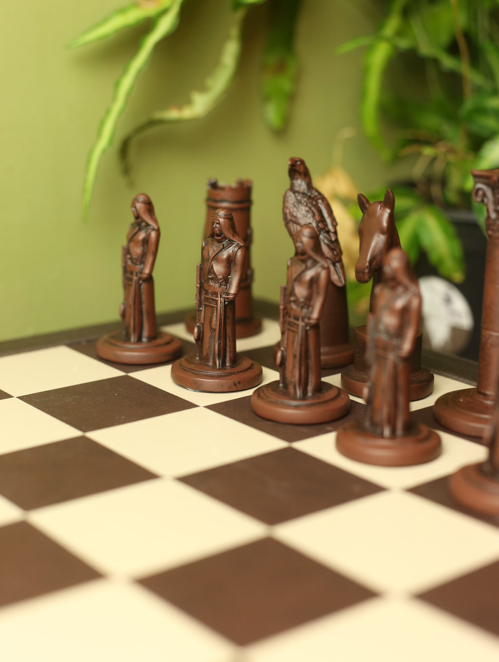 Handmade Vintage Style Chess Board with Hand carved Pieces