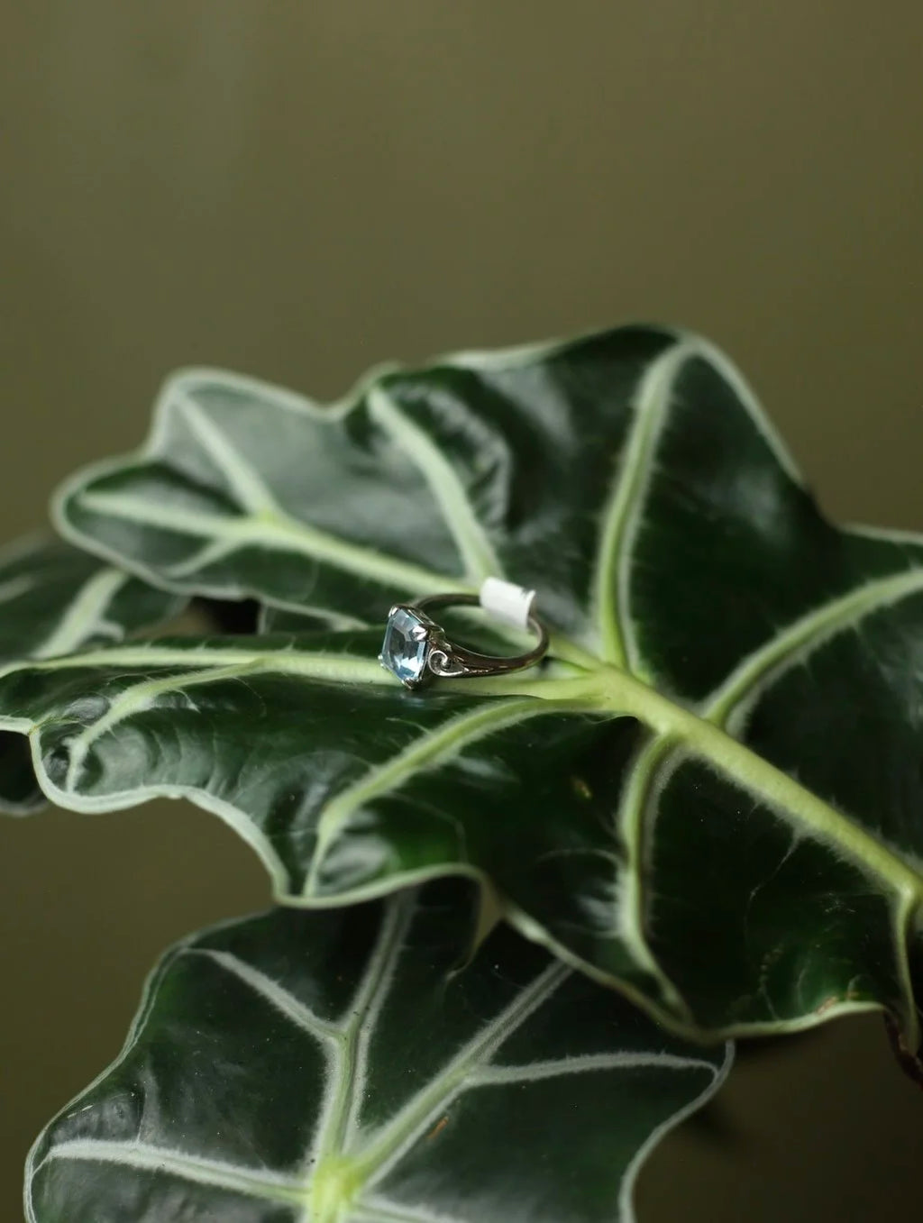 Aqua Gem Avon Silver Tone Ring - Size 8
